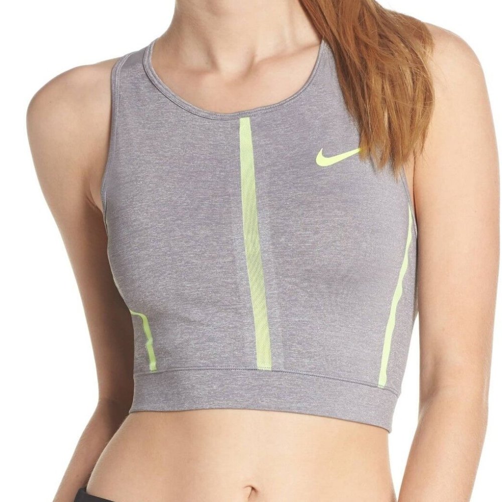 NWT NIKE pro hyper cool running workout crop/bra, grey and pink/lavender size L